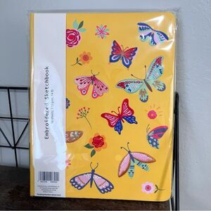 Yellow Embroidered Sketchbook with Butterfly Design